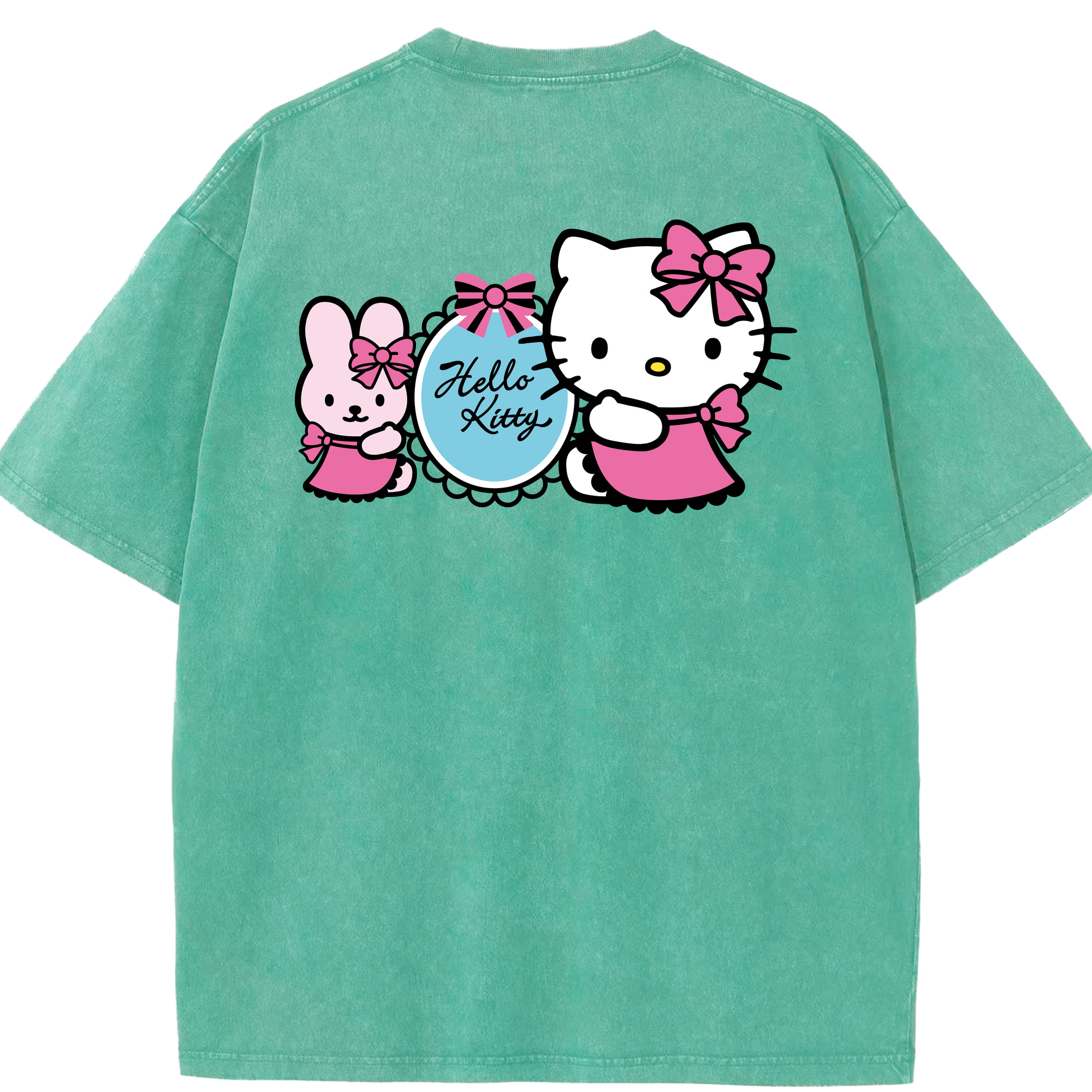 （画像用） Hello Kitty ハローキティ 綿100% ヴィンテージ風 半袖Tシャツ（背面プリント）